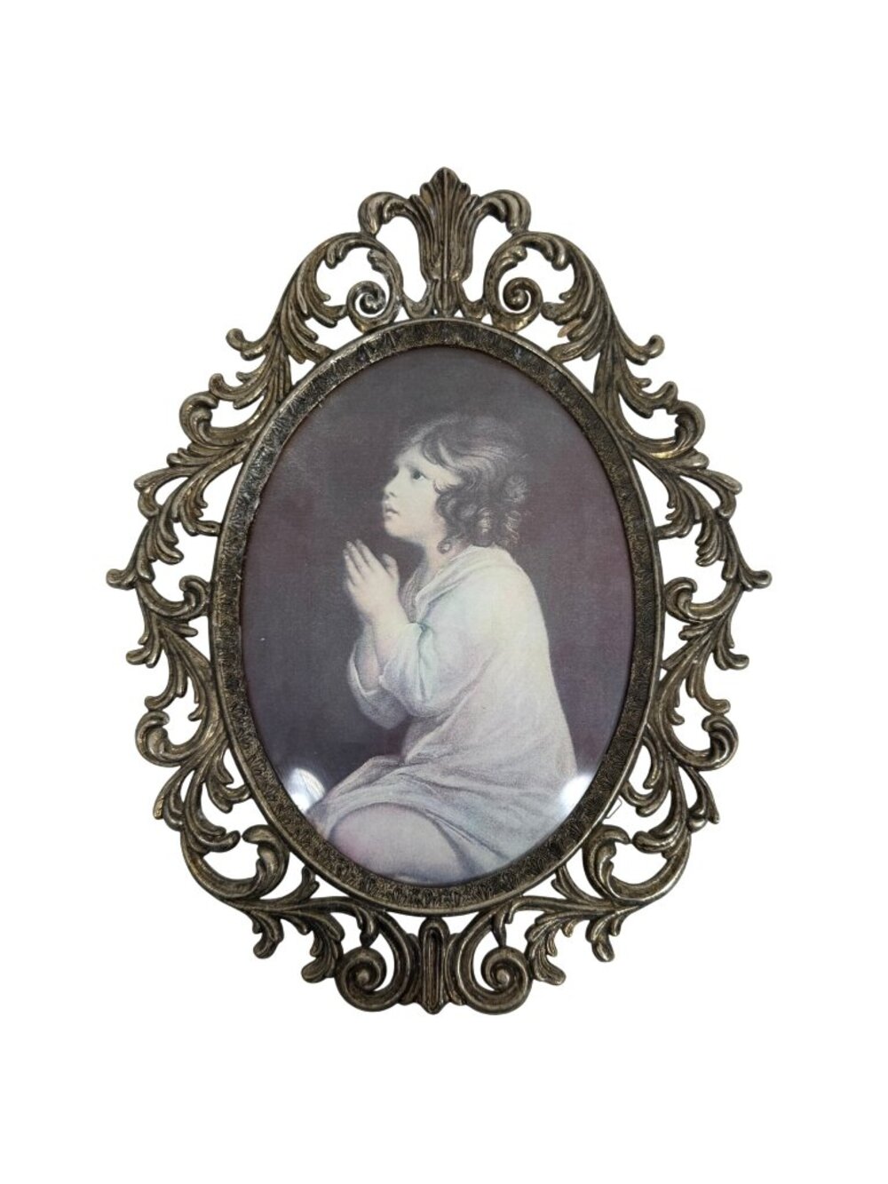 VTG Italian Ornate Convex Bubble Glass Sir Joshua Reynolds-The Infant Samuel